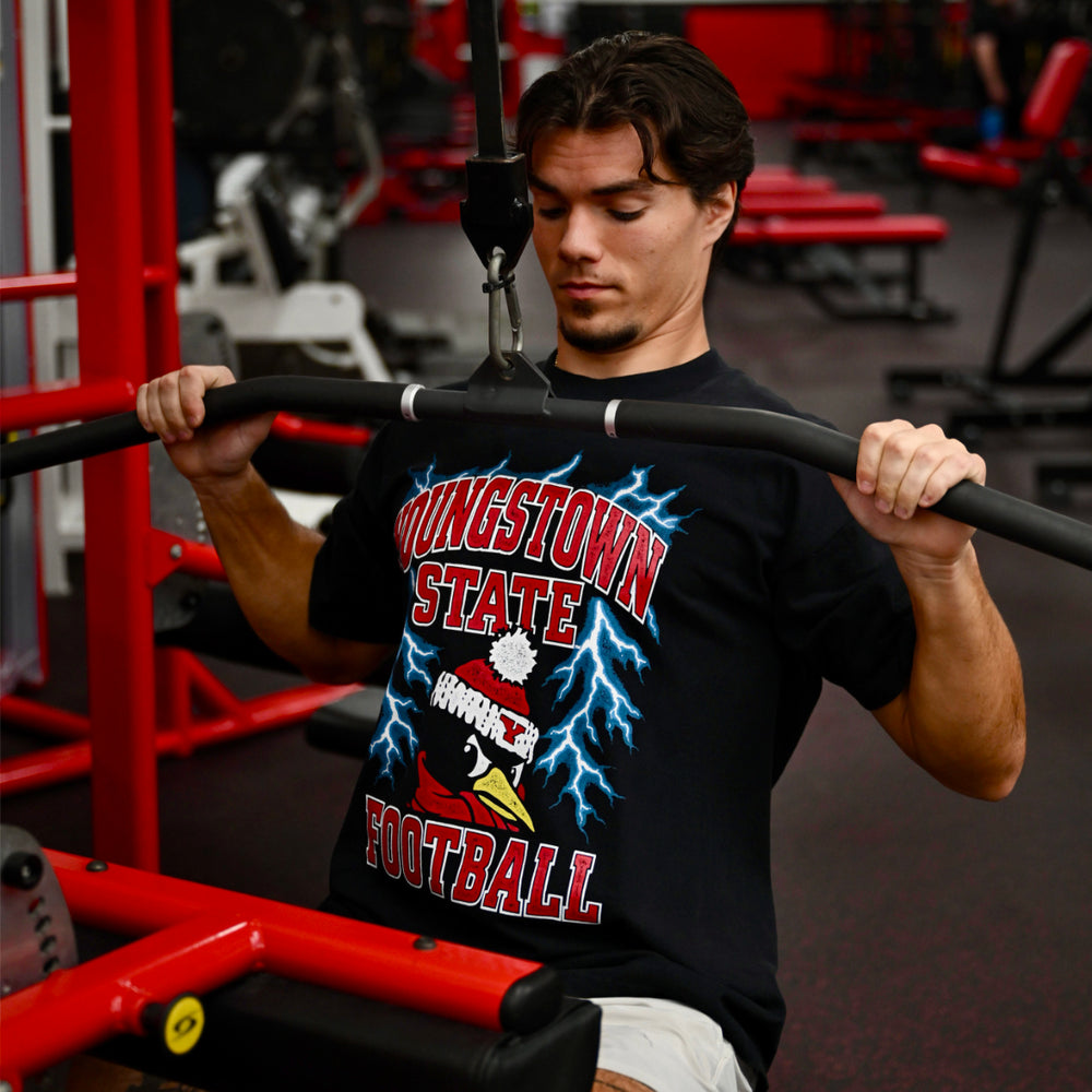 YSU Lightning Heavyweight heavyweight tee, view 2 by Youngstown Clothing Co.