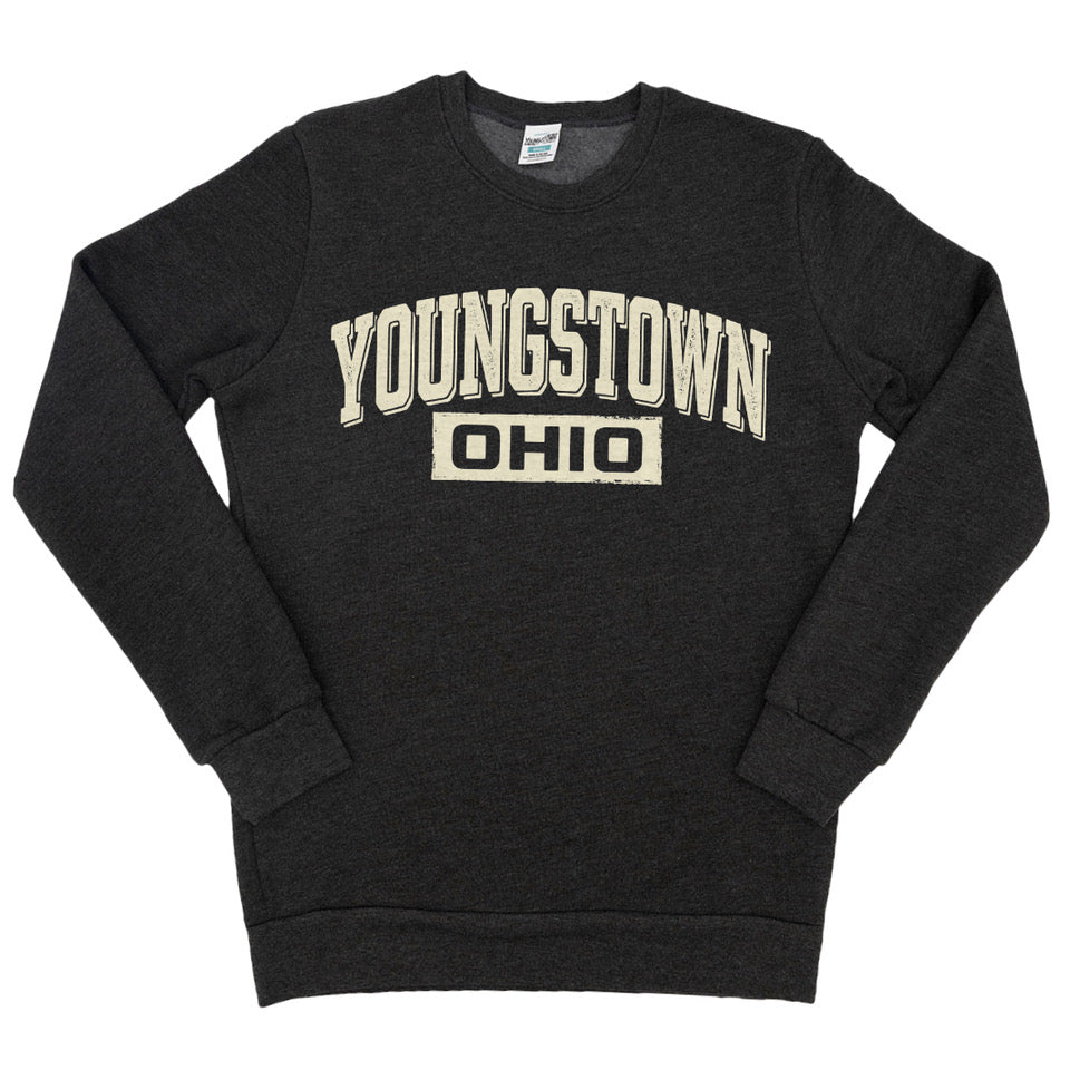 Youngstown Ohio Stencil Crewneck crewneck sweatshirt in Heather Smoke by Youngstown Clothing Co.