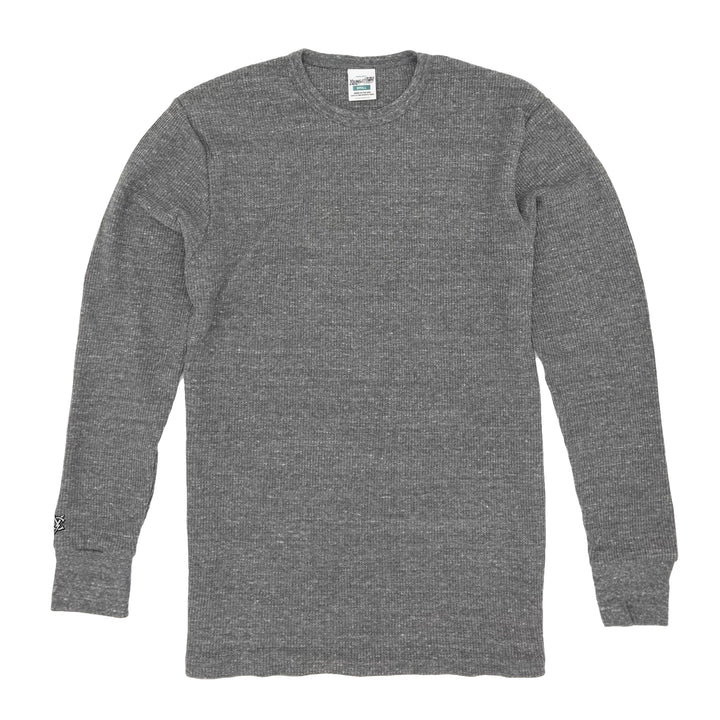 Unisex Eco Waffle Knit Thermal crewneck sweatshirt in Heather Gray by Youngstown Clothing Co.