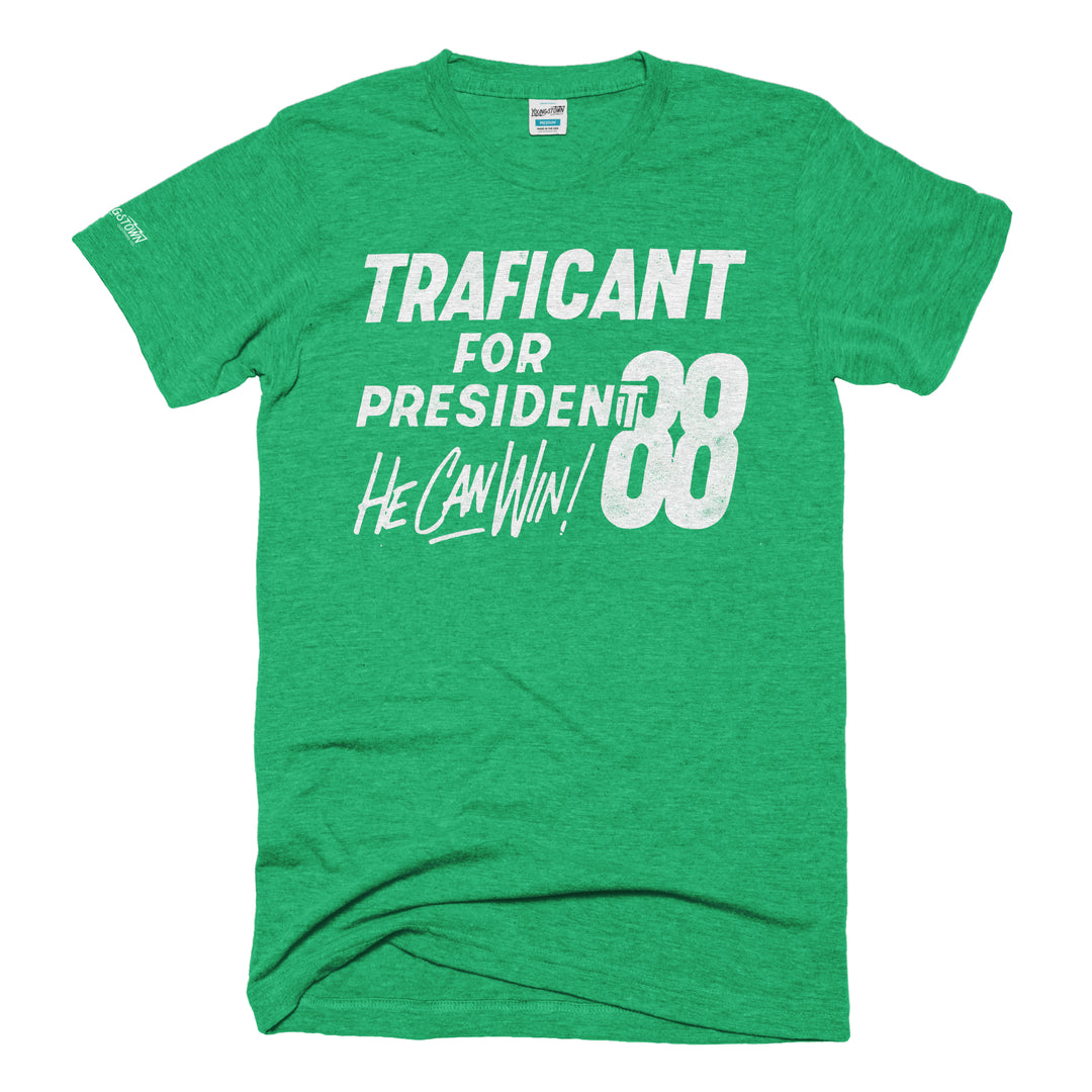 Traficant for President '88 tee in Heather Green by Youngstown Clothing Co.