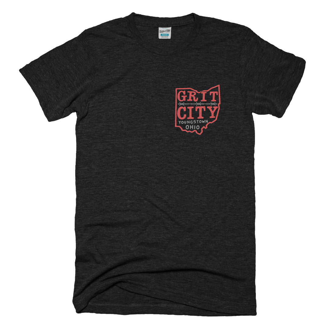 Grit Ohio tee in Heather Black by Youngstown Clothing Co.