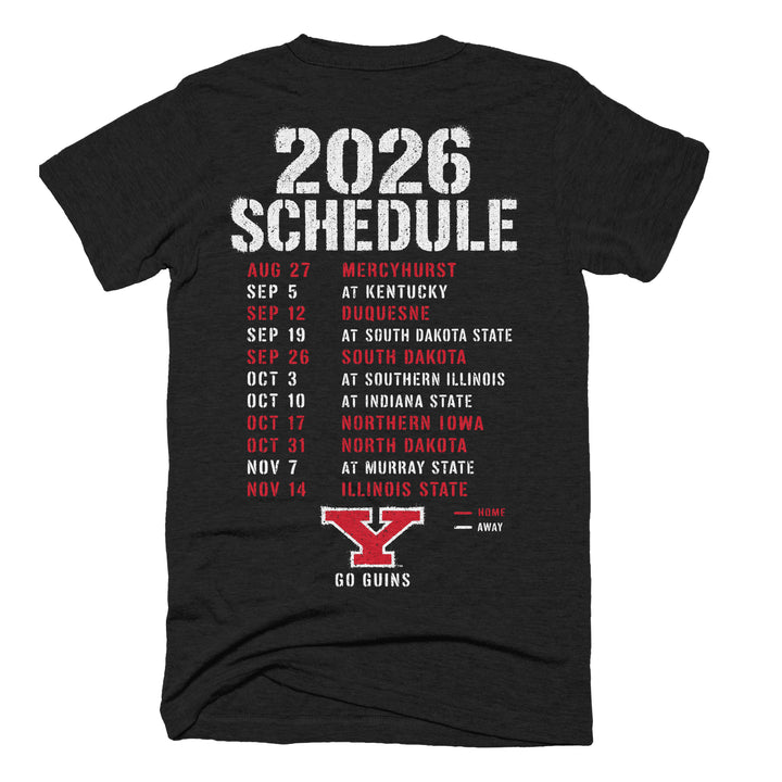 YSU Football 2026 Schedule Tee, view 2 by Youngstown Clothing Co.