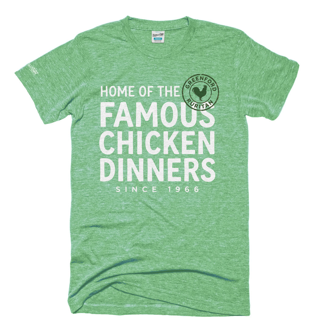 Greenford Ruritan Famous Chicken Dinners tee in Heather Kelly by Youngstown Clothing Co.