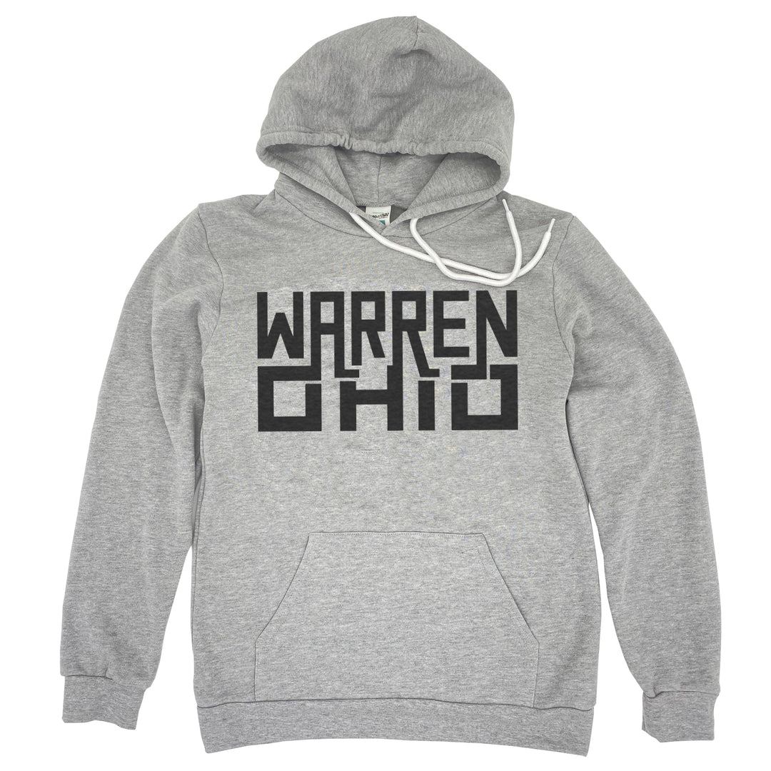 Warren Ohio Rectangle Text Hoodie in Heather Gray by Youngstown Clothing Co.