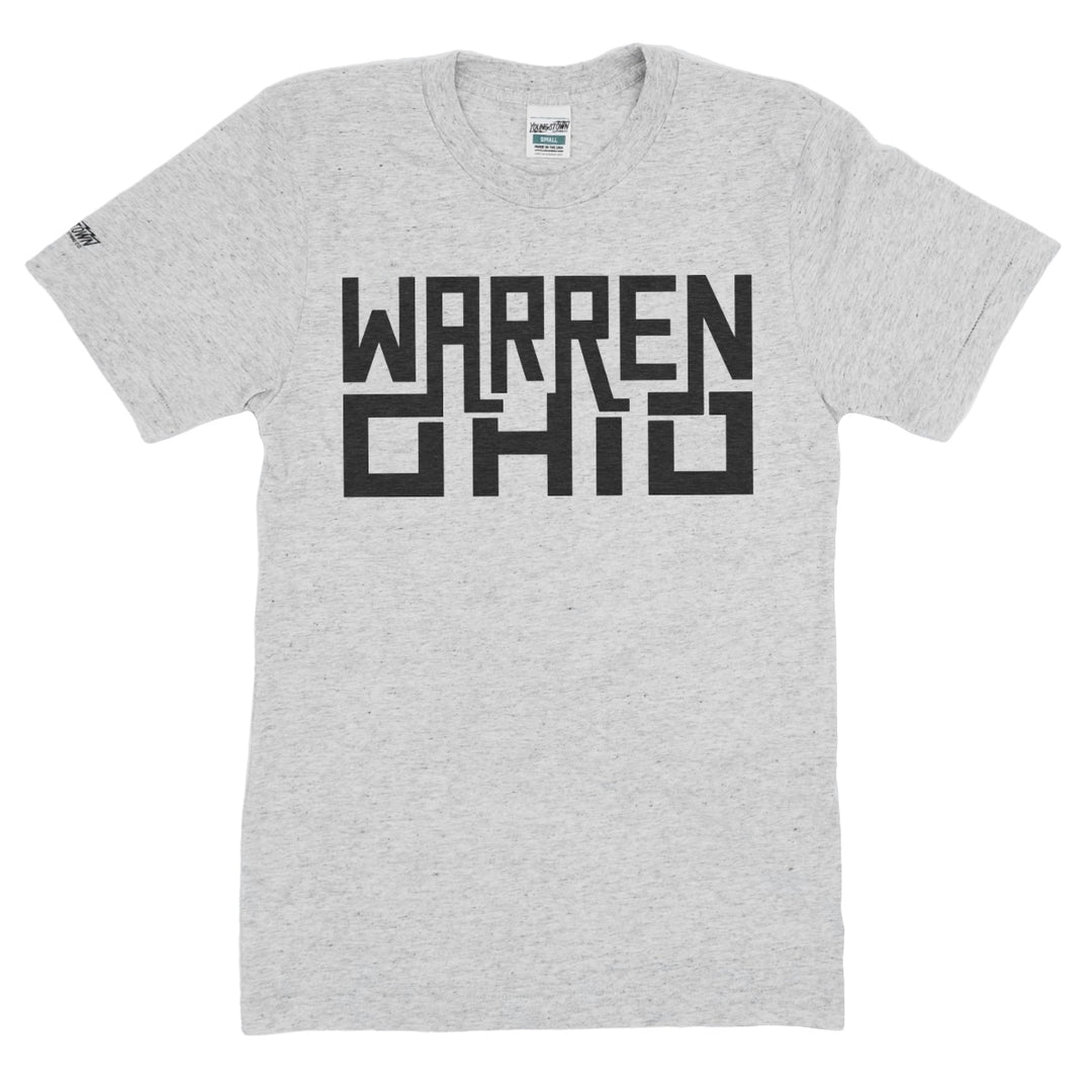 Warren Ohio Rectangle Text tee in Heather Ash by Youngstown Clothing Co.