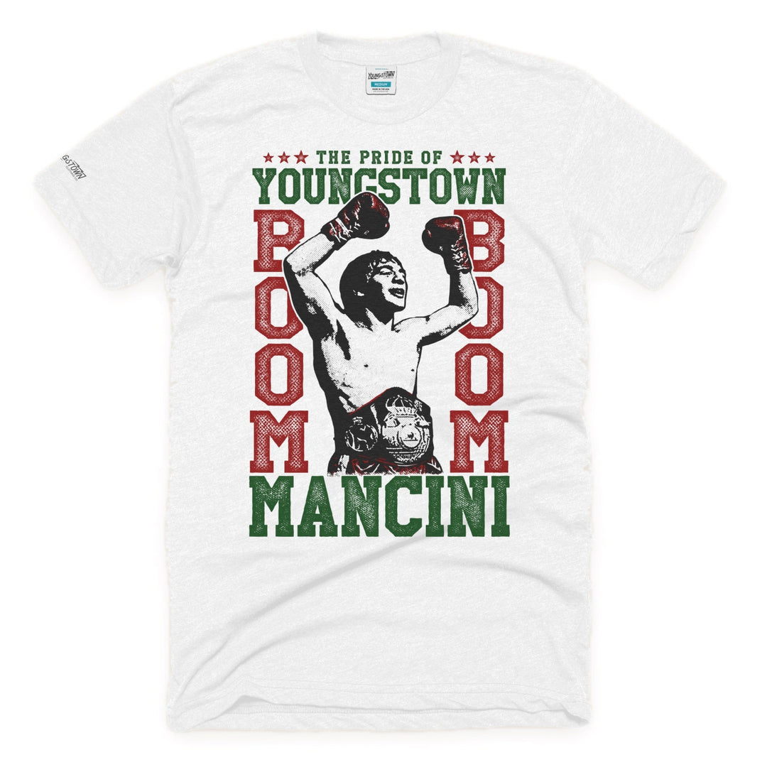 Boom Boom Mancini tee in White by Youngstown Clothing Co.