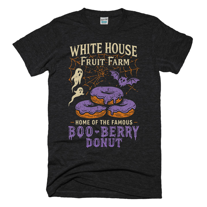 White House Fruit Farm Boo Berry Donut tee in Heather Black by Youngstown Clothing Co.