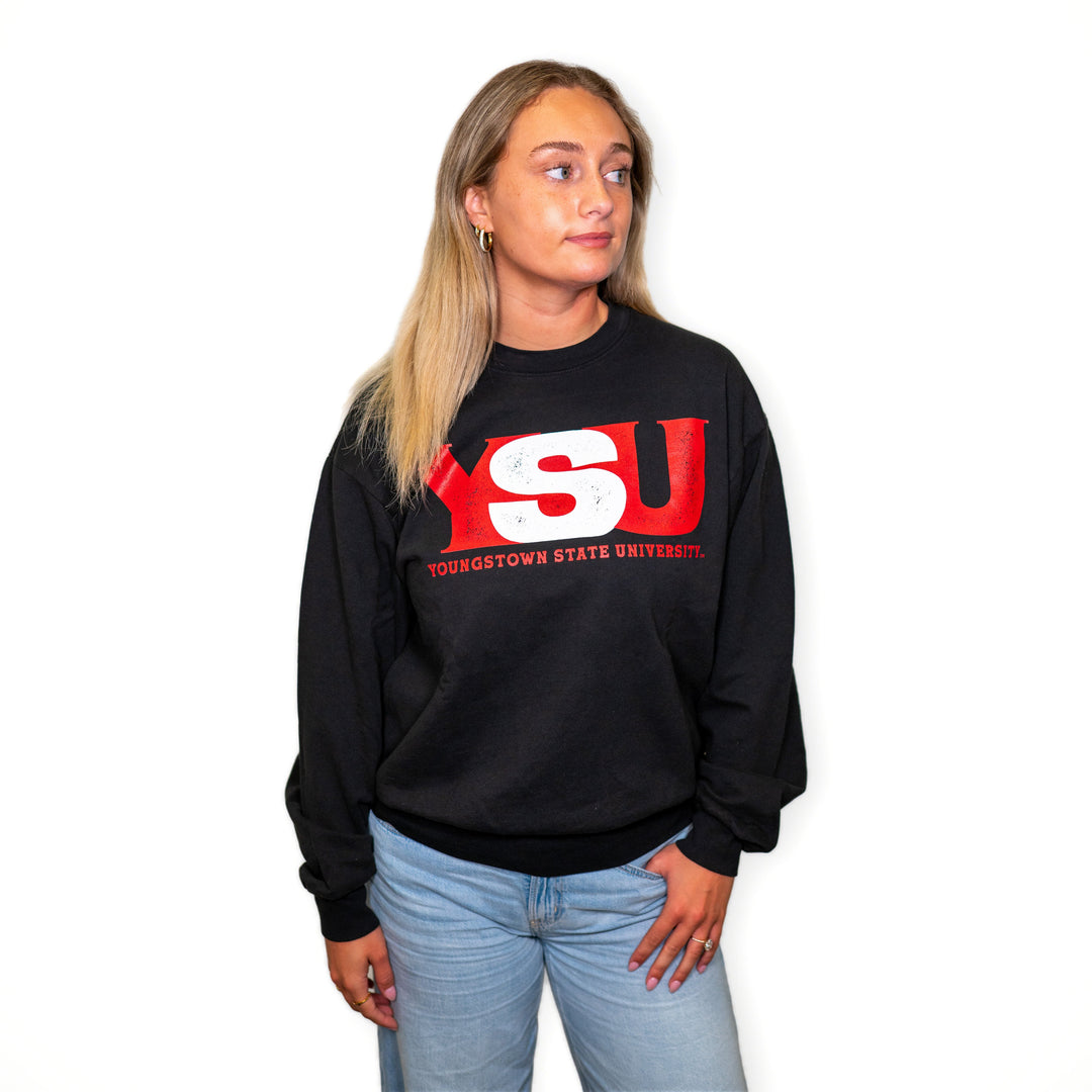90s YSU Logo College Crew crewneck sweatshirt, view 2 by Youngstown Clothing Co.