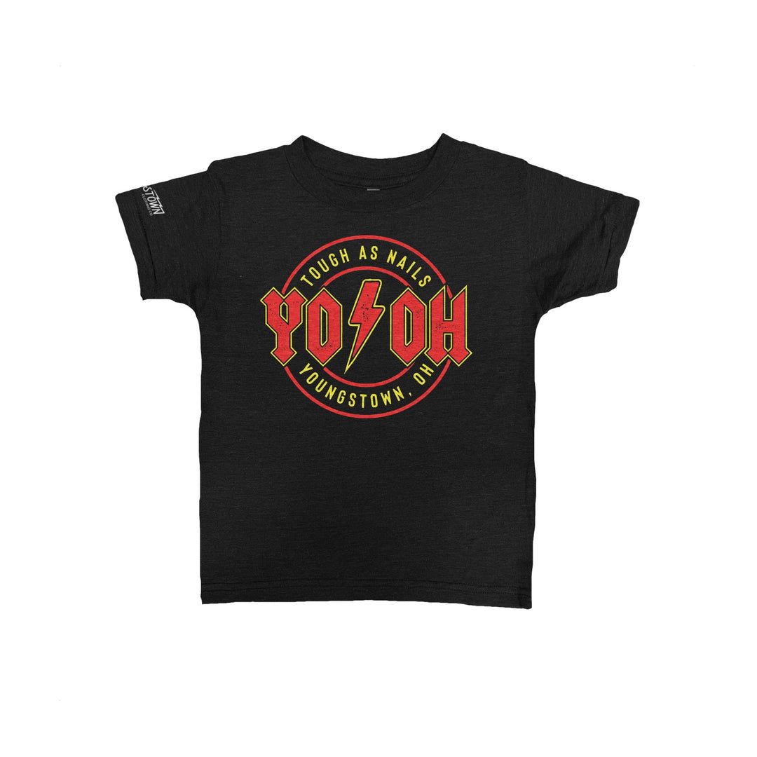 YO-OH Rock Kids kids tee in Heather Black by Youngstown Clothing Co.