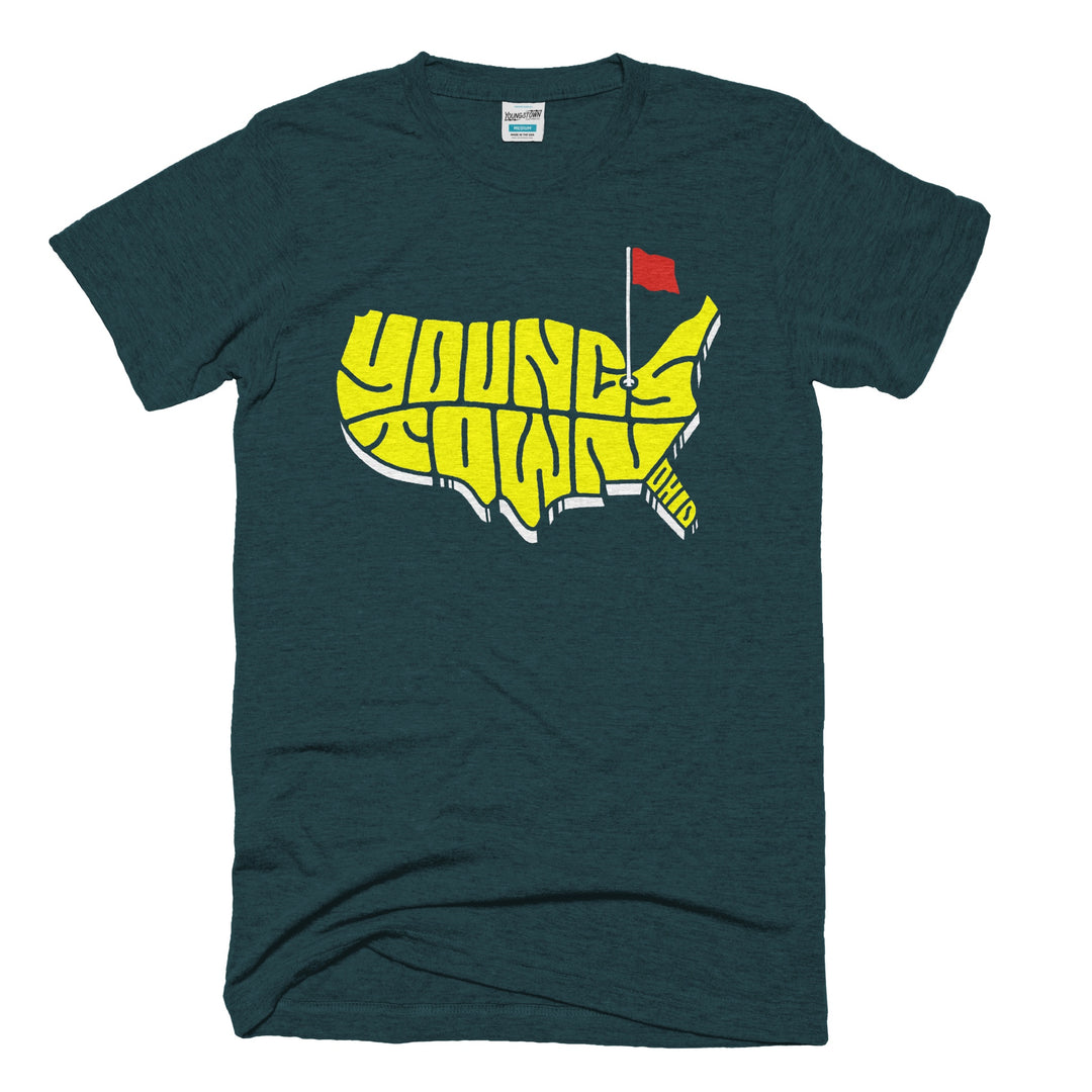 Youngstown Golf Master tee in Heather Midnight Forest by Youngstown Clothing Co.