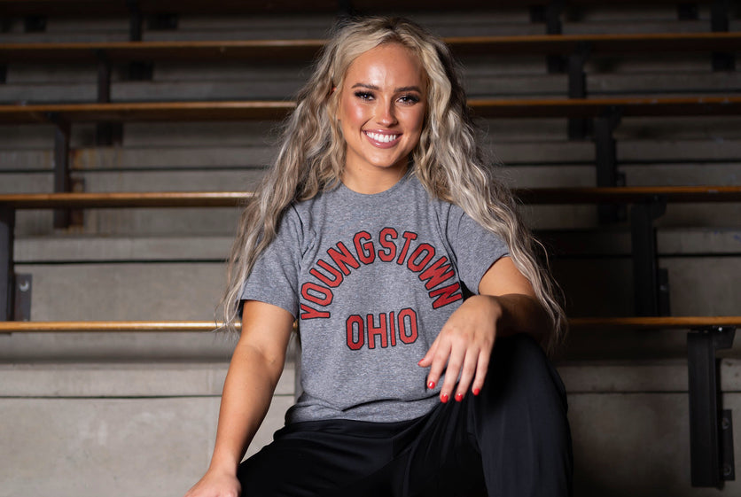 Mady Aulbach modeling a Youngstown Ohio T-Shirt