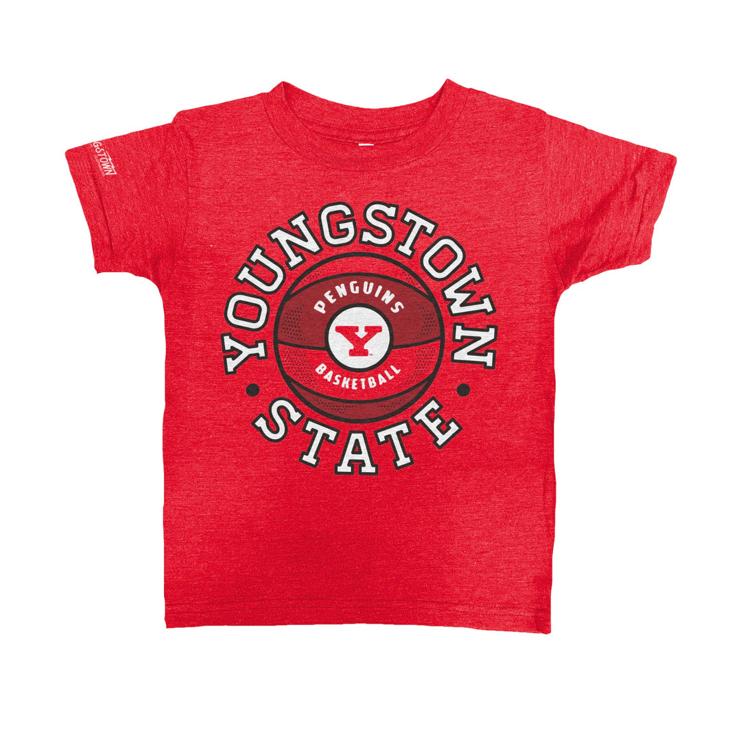 Youngstown State Penguins Basketball Kids kids tee in Heather Red by Youngstown Clothing Co.