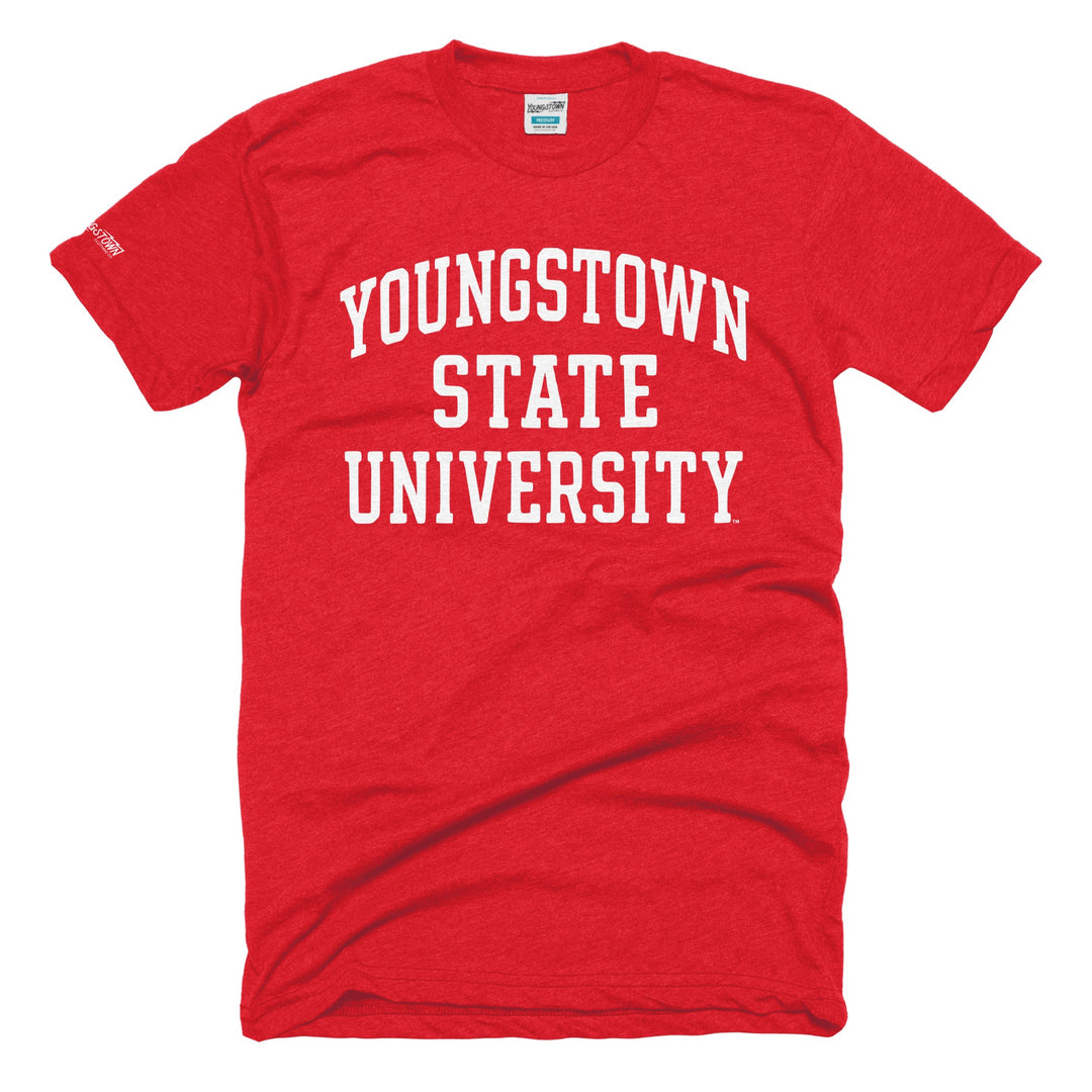 Youngstown State University Text tee in Heather Red by Youngstown Clothing Co.