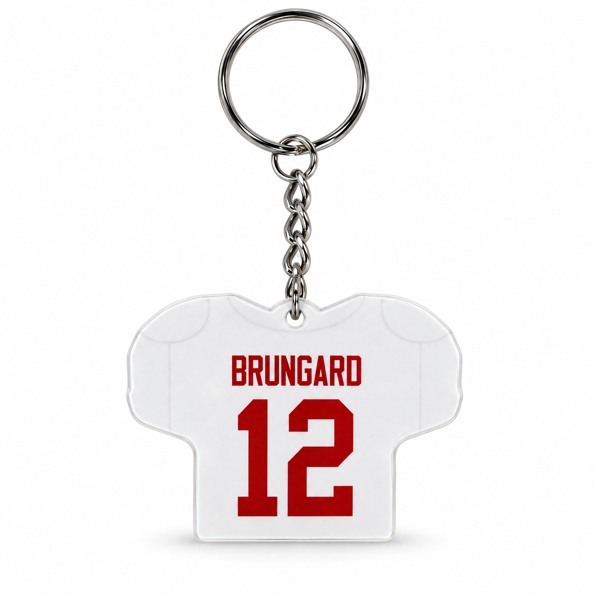Beau Brungard #12 jersey keychain, back with BRUNGARD 12