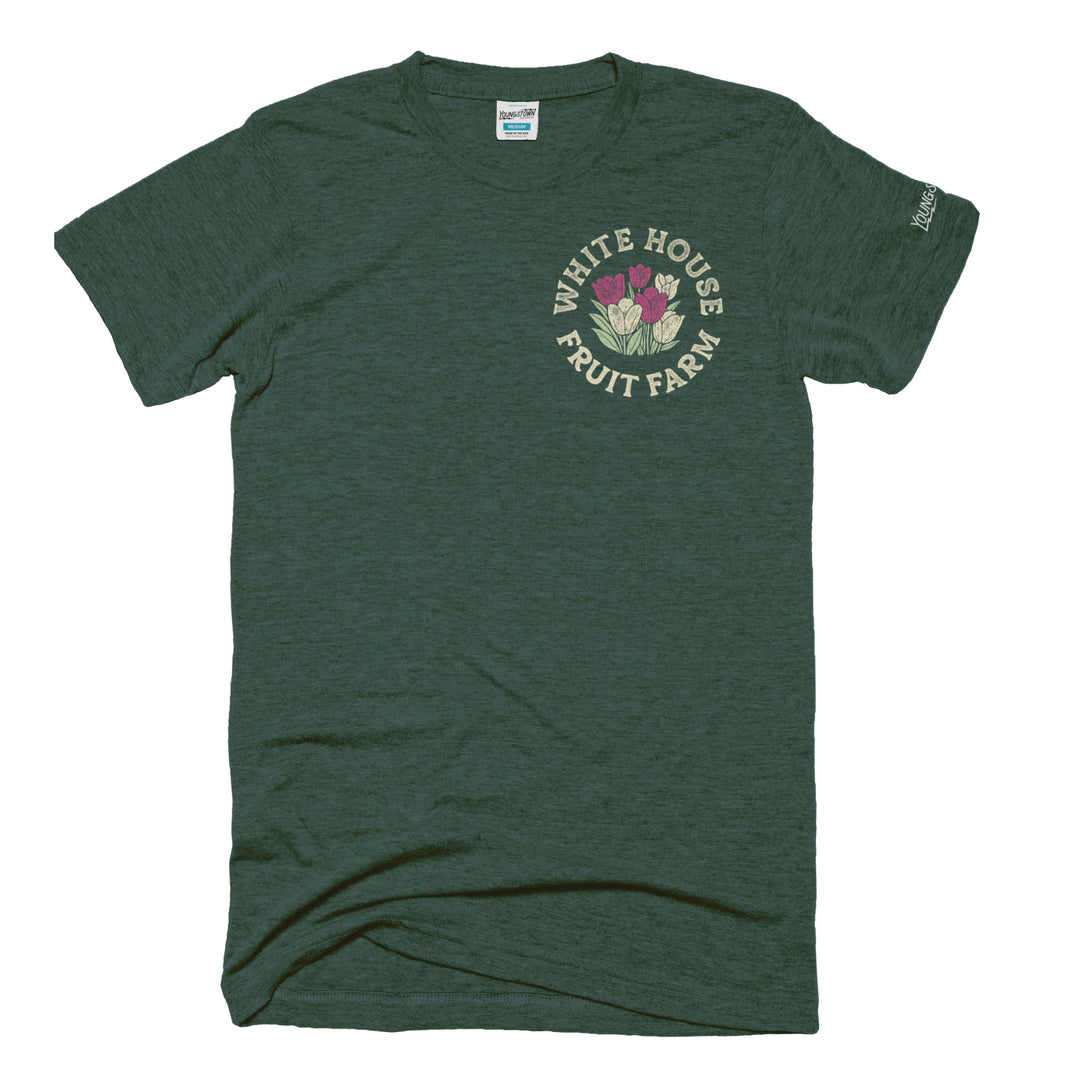 White House Fruit Farm The Tulip Experience (Forest) tee in Heather Forest Green by Youngstown Clothing Co.