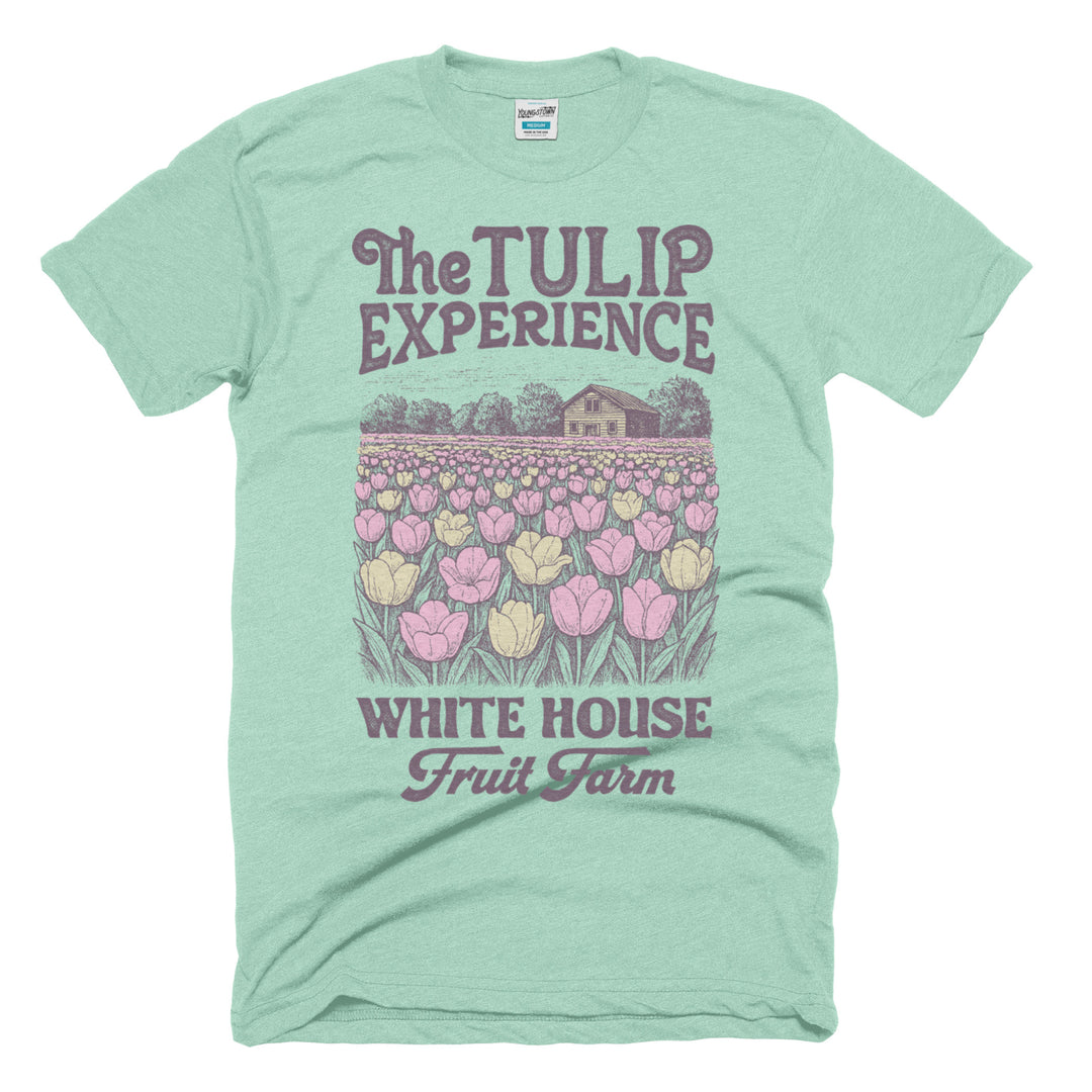 White House Fruit Farm The Tulip Experience (Field) tee in Heather Pistachio by Youngstown Clothing Co.