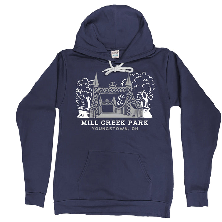 Mill Creek Park Bridge Hoodie in Navy by Youngstown Clothing Co.