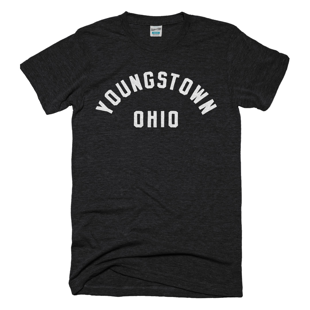 Youngstown Ohio Block tee in Heather Black by Youngstown Clothing Co.