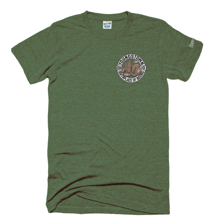 Birthplace of Boxing tee in Heather Forest Green by Youngstown Clothing Co.