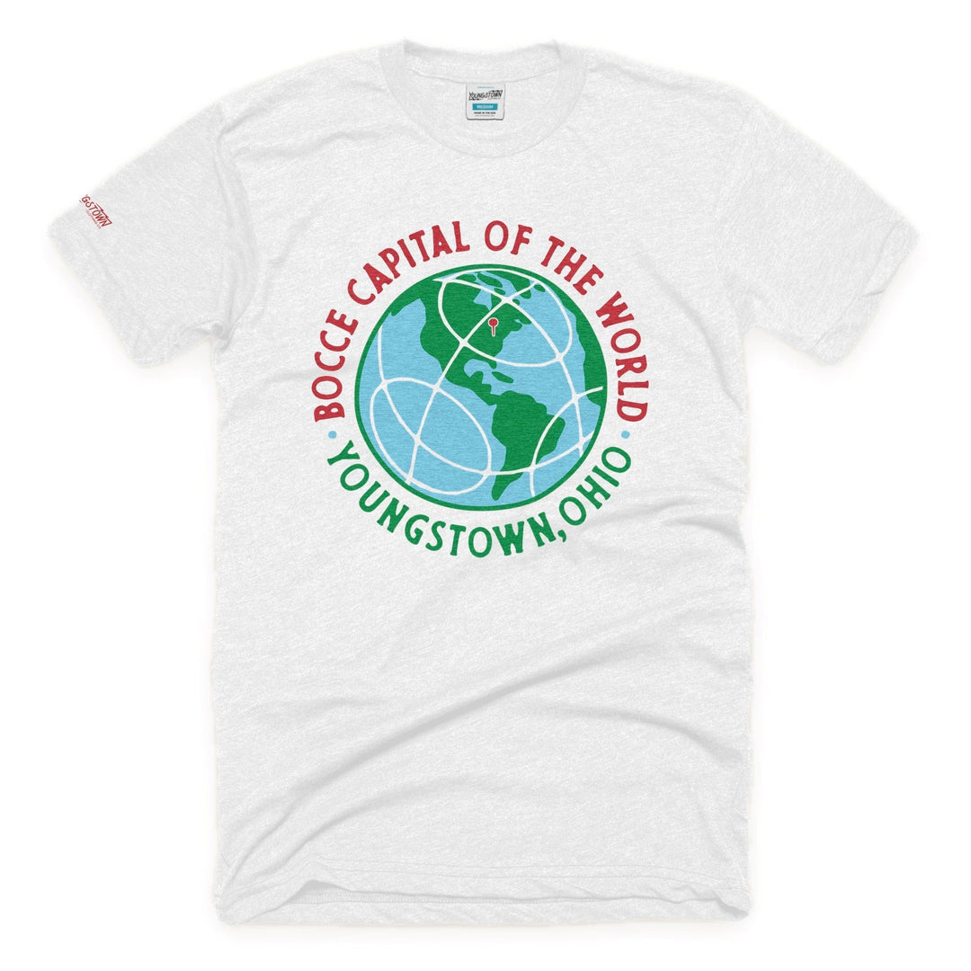 Bocce Capital of the World tee in White by Youngstown Clothing Co.