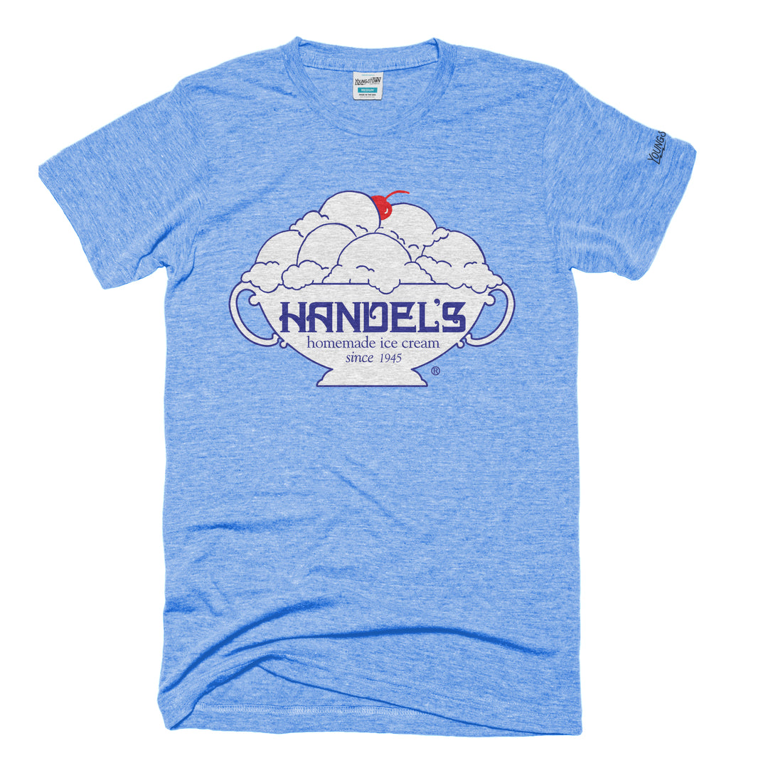 Handel's Sundae Logo tee in Heather Light Blue by Youngstown Clothing Co.