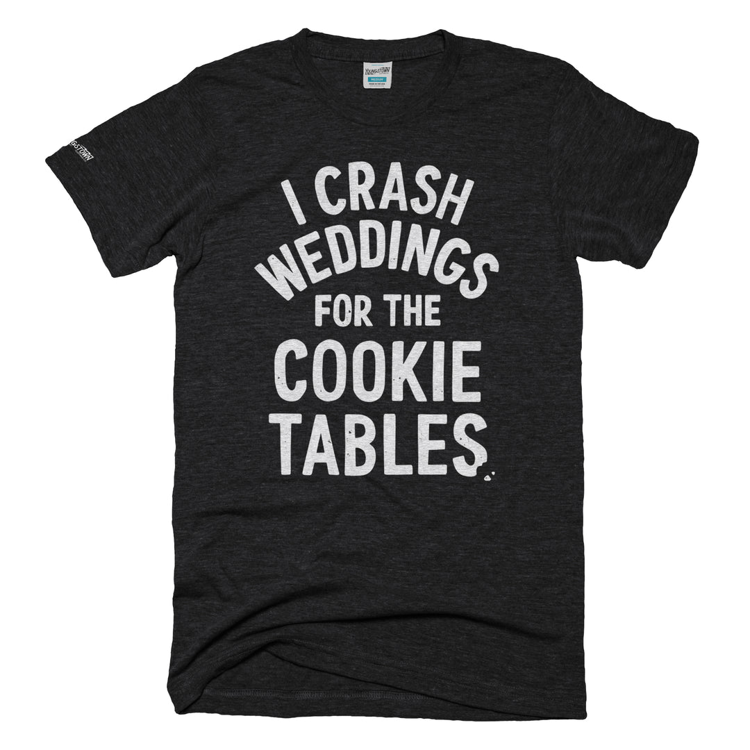 I Crash Weddings tee in Heather Black by Youngstown Clothing Co.