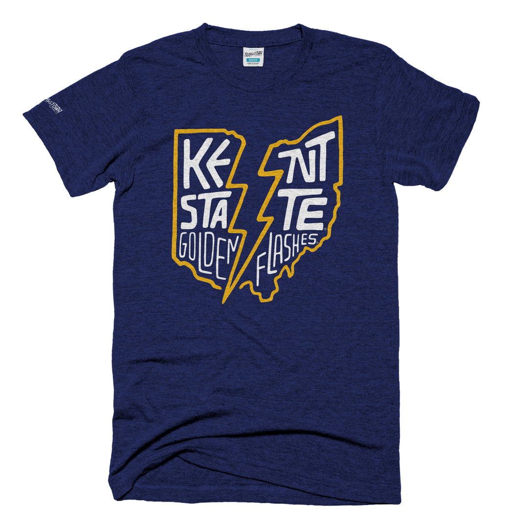 Kent State Bolt tee in Heather Navy by Youngstown Clothing Co.