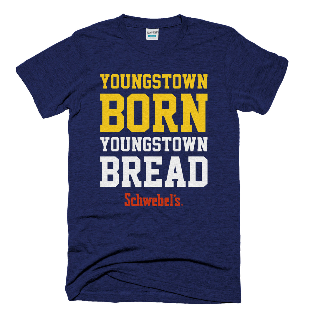 Schwebel's Born and Bread tee in Heather Navy by Youngstown Clothing Co.