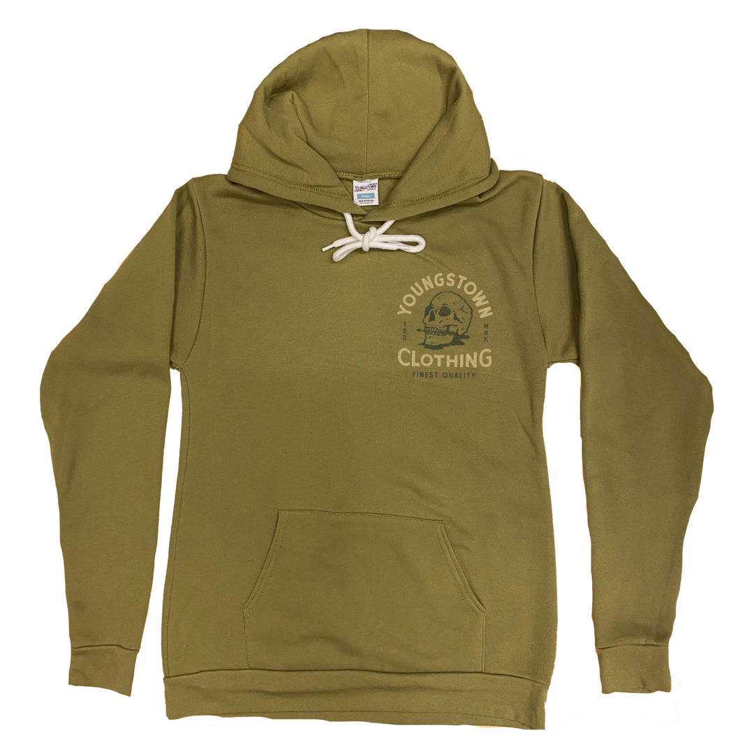 YCC Skull Hoodie in Olive by Youngstown Clothing Co.