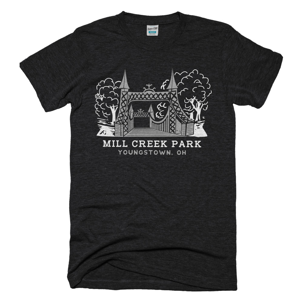 Mill Creek Park Bridge tee in Heather Black by Youngstown Clothing Co.