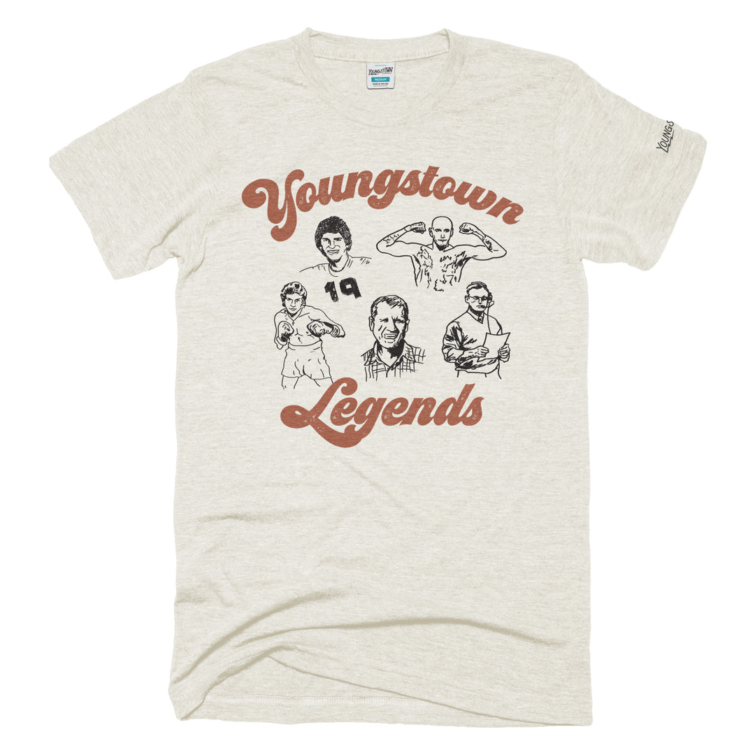 Yo Legends tee in Heather Oatmeal by Youngstown Clothing Co.